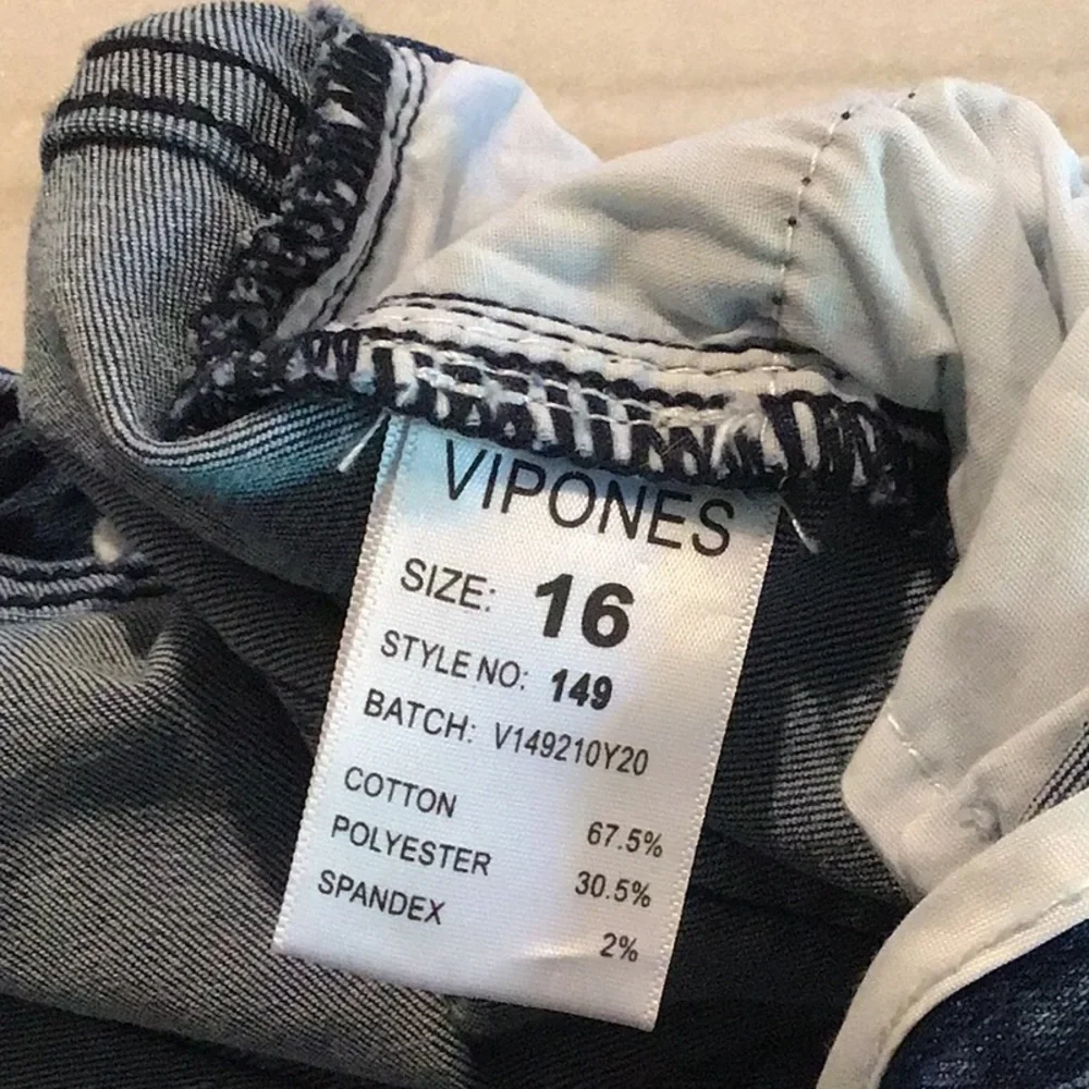 VIPONES Jeans High Waisted Skinny Stretch Soft Slim Fit Distressed Comfy Size 16